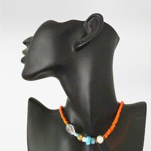 Handmade Orange Beaded Necklace